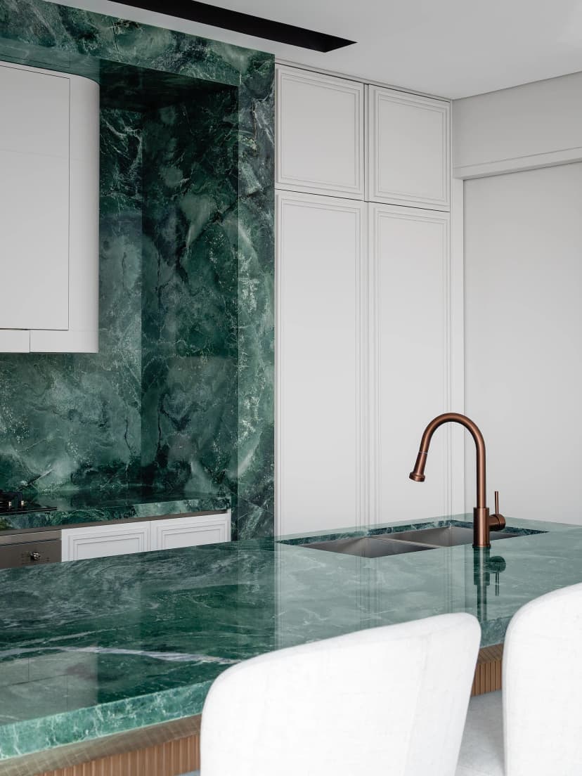 Master bathroom with marble finishes