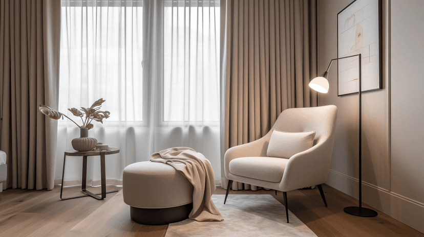 Elegant villa living room with ambient lighting