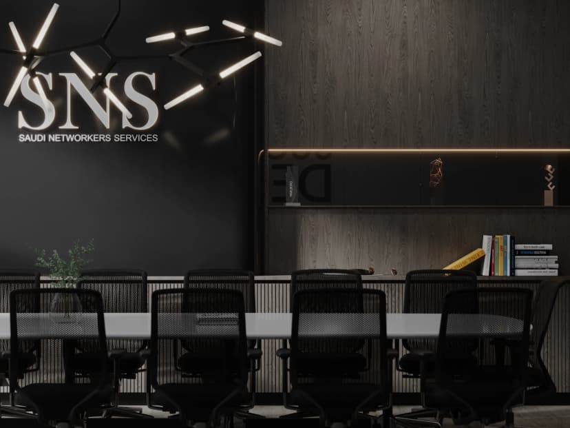 Private lounge with artistic wall décor and leather seating