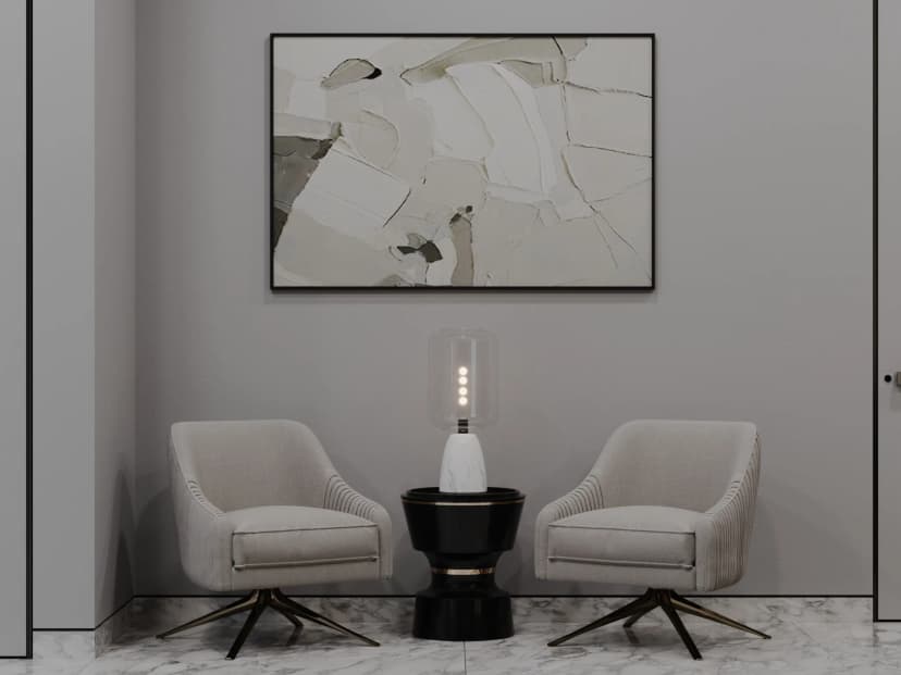 Elegant villa living room with ambient lighting