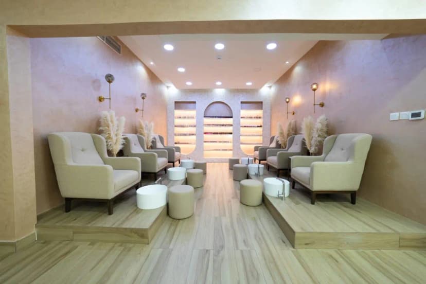 Elegant villa living room with ambient lighting