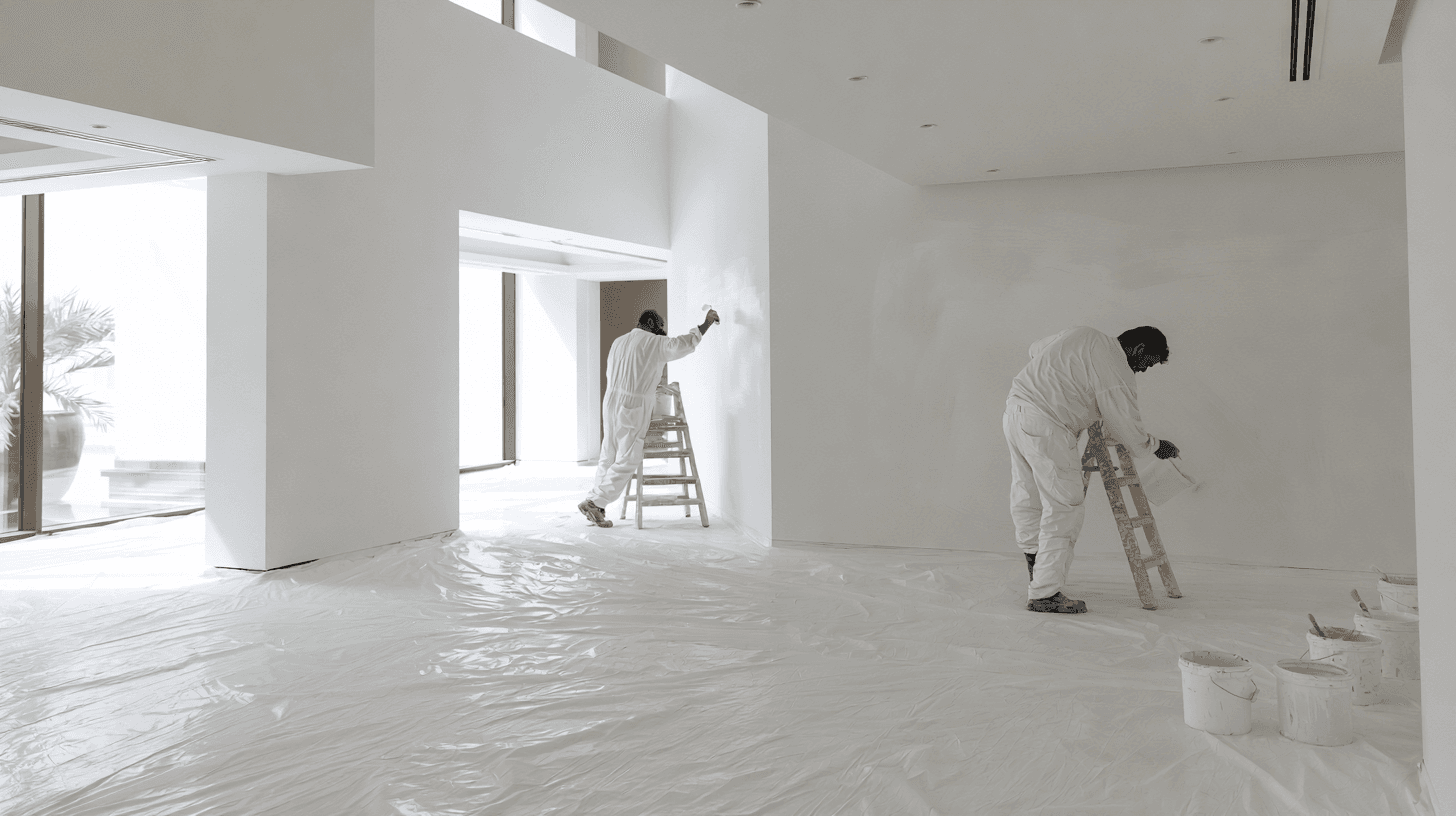 Interior painting in progress during a villa renovation in Dubai