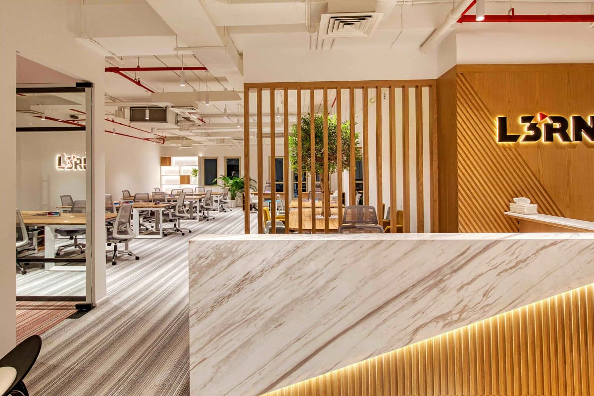 Corporate office reception interior design in Dubai