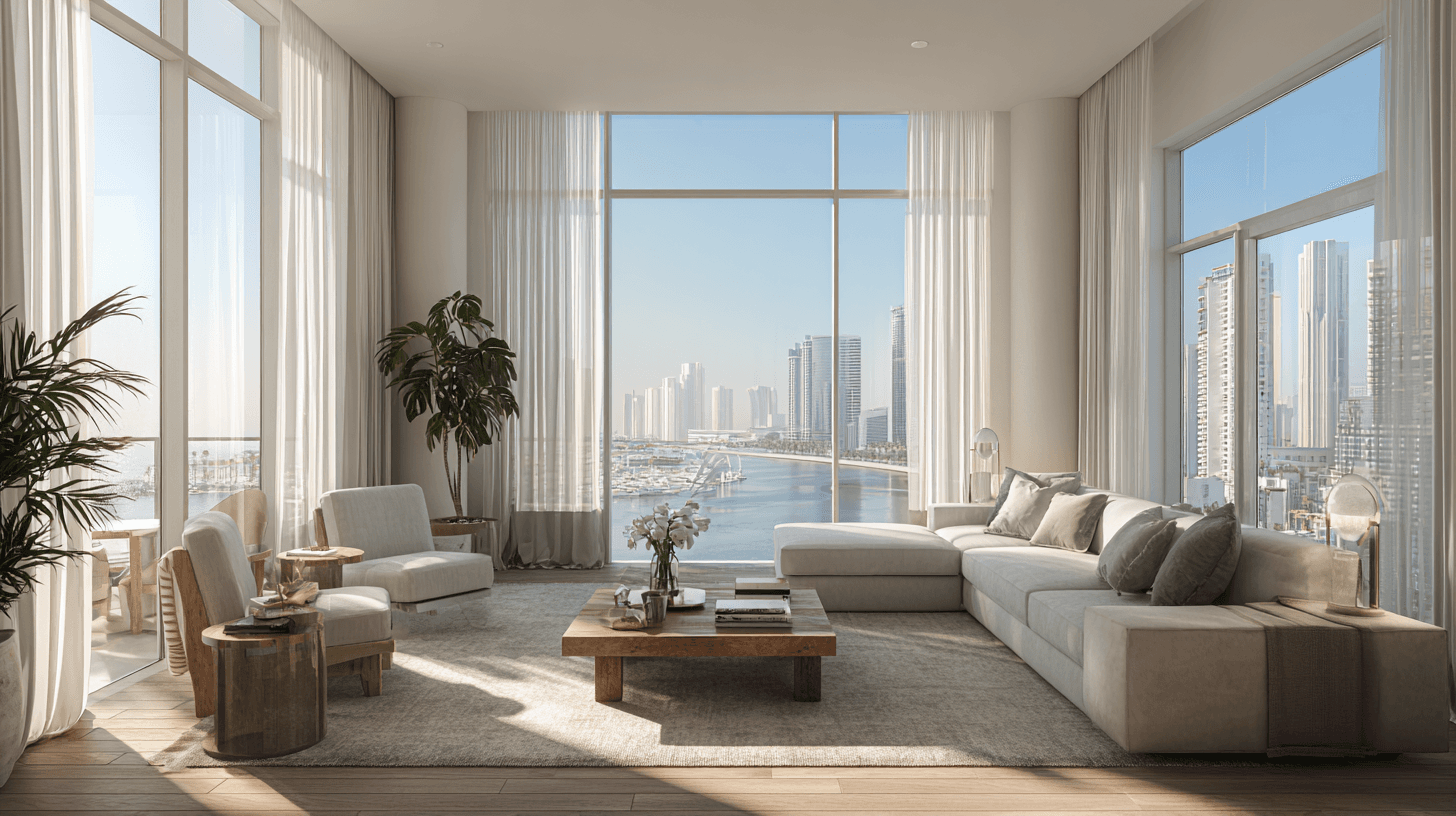High-rise luxury apartment living room