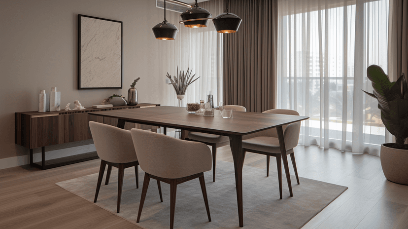 Modern Dining Room Interior Acacia Dubai Hills Apartment Modern dining room interior design for a 2-bedroom apartment at Acacia Dubai Hills, Dubai