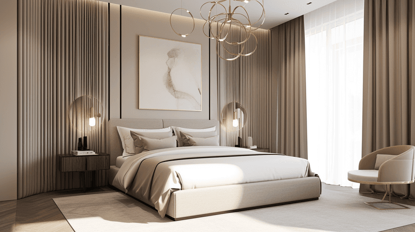 Luxury Master Bedroom Interior | Acacia Dubai Hills Apartment Luxury master bedroom interior design for a 2-bedroom apartment at Acacia Dubai Hills, Dubai