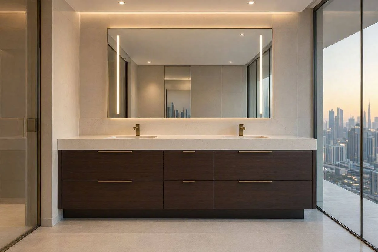 Custom bathroom vanity fit-out in a Dubai apartment