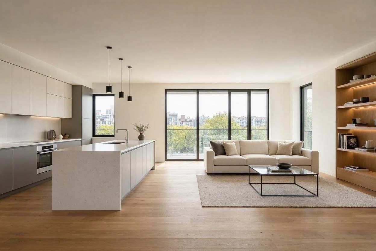 Open-plan apartment living room renovation in Dubai