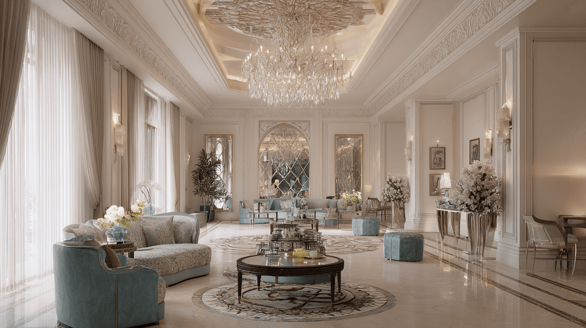 Elegant blue bedroom interior