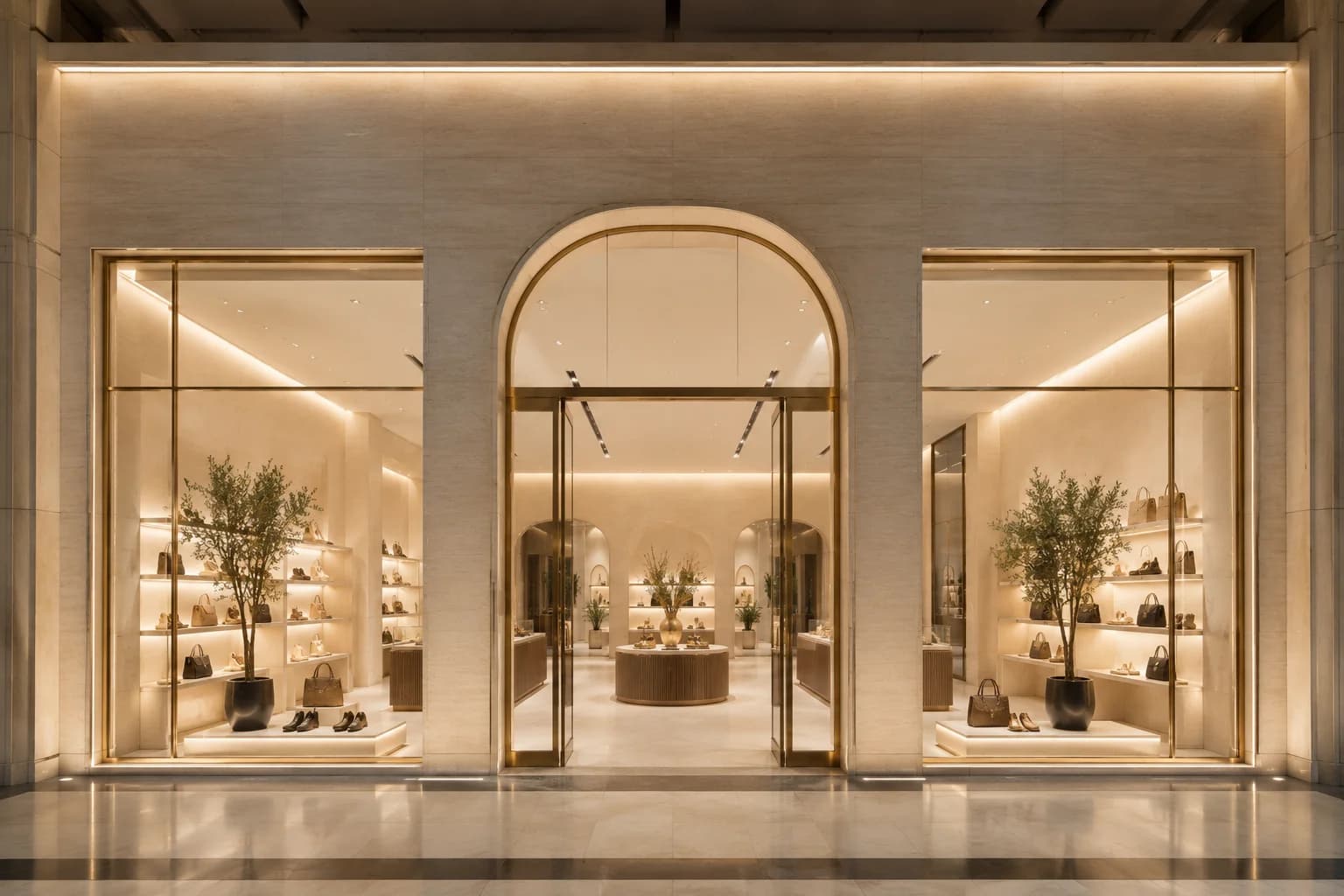 Luxury Retail Shopfront Renovation Dubai Luxury retail shopfront renovation in Dubai with glass storefront and refined finishes