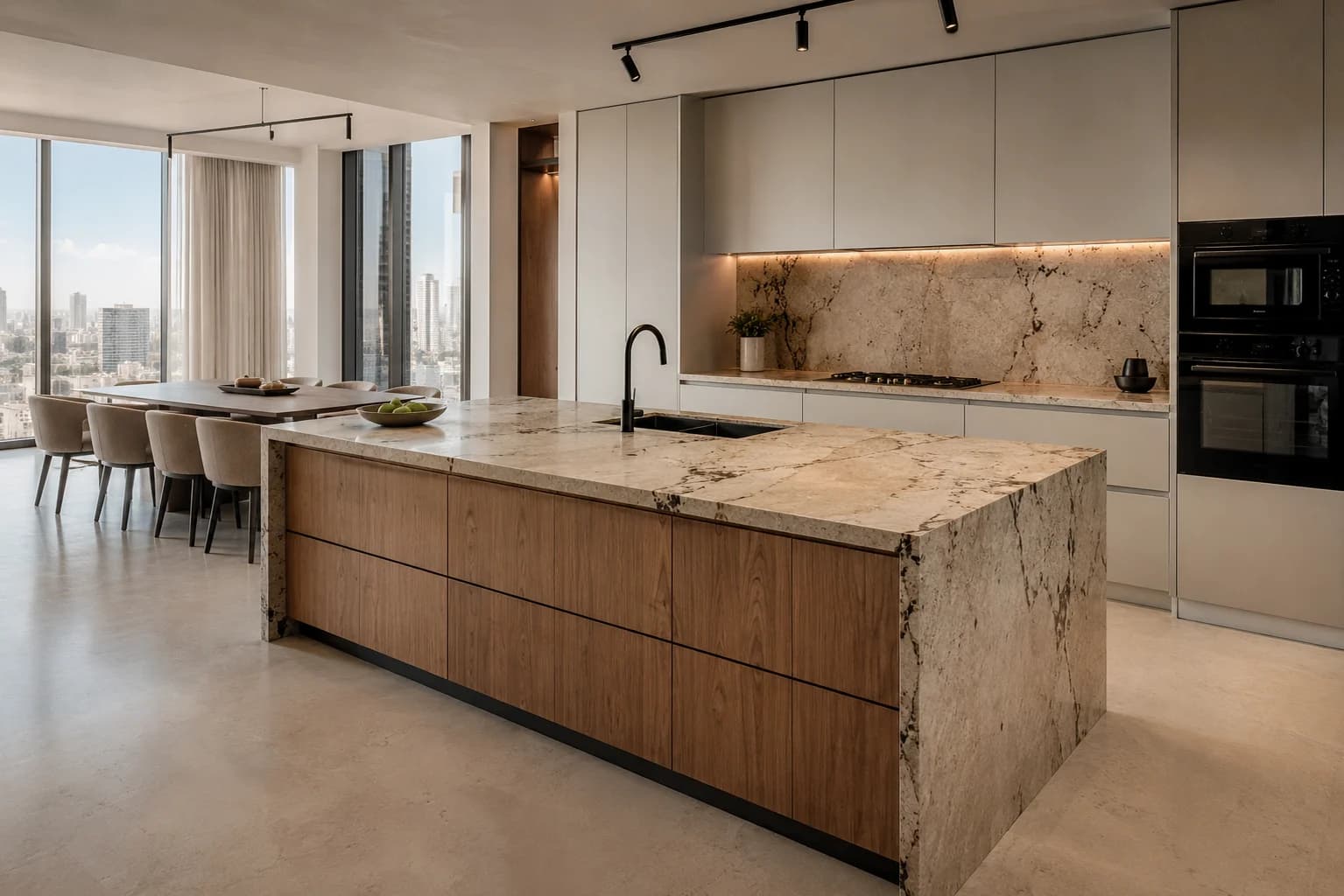 Mixed-Material Kitchen Island Mixed material kitchen island Dubai