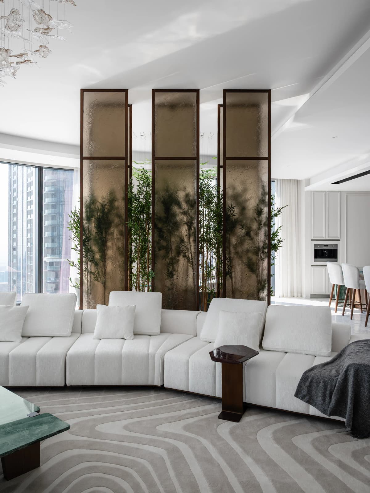 penthouse white sofa sitting in creek harbour