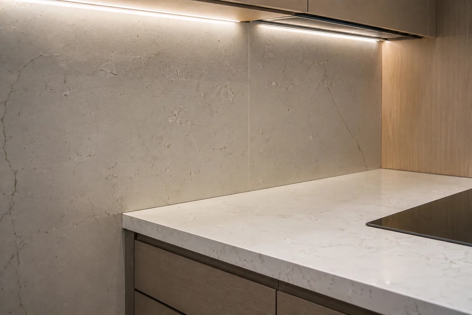 Quartz Kitchen Countertop and Backsplash Quartz kitchen countertop and backsplash Dubai