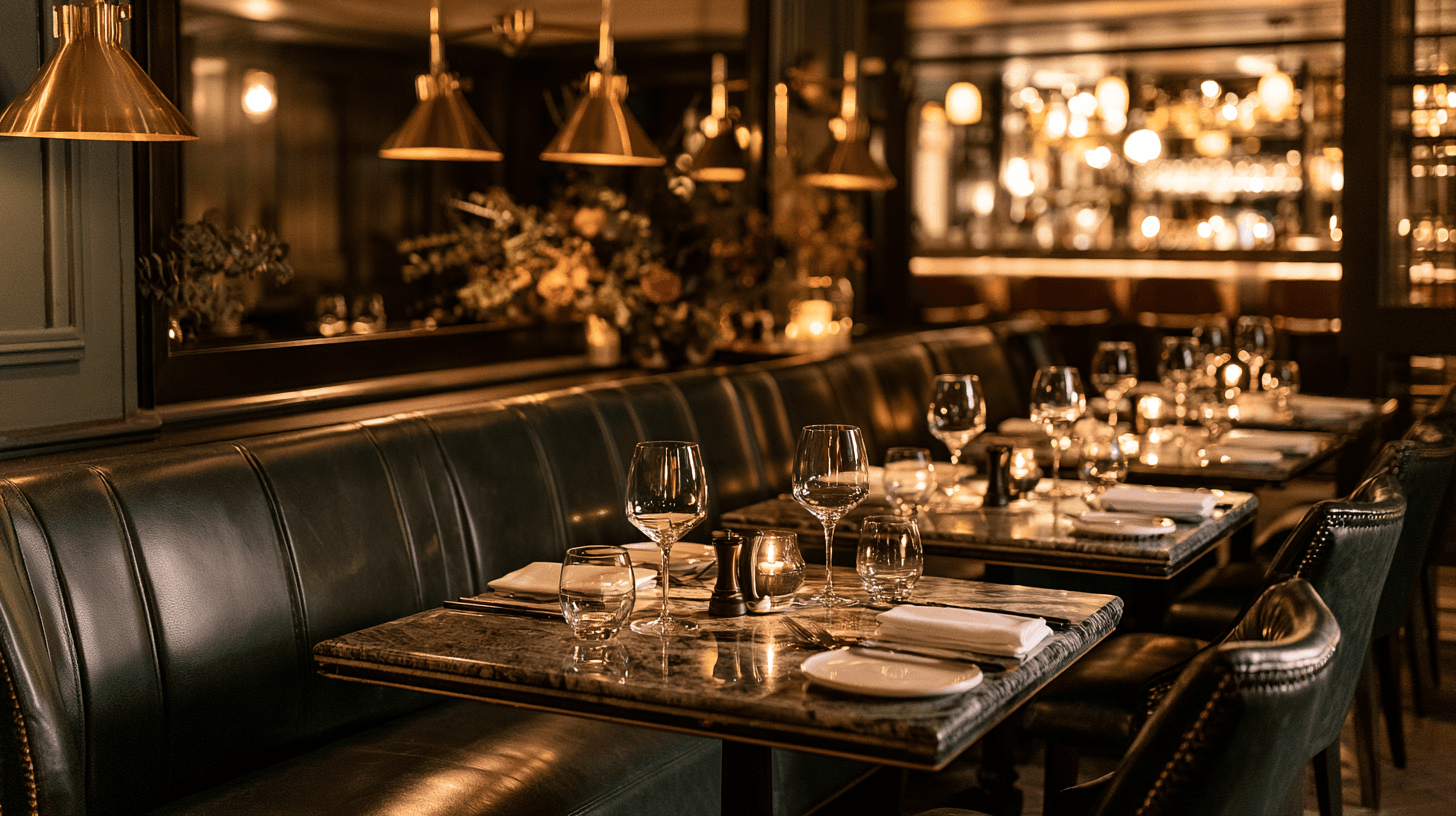 Fine-dining restaurant interior fit-out in Downtown Dubai with designer lighting