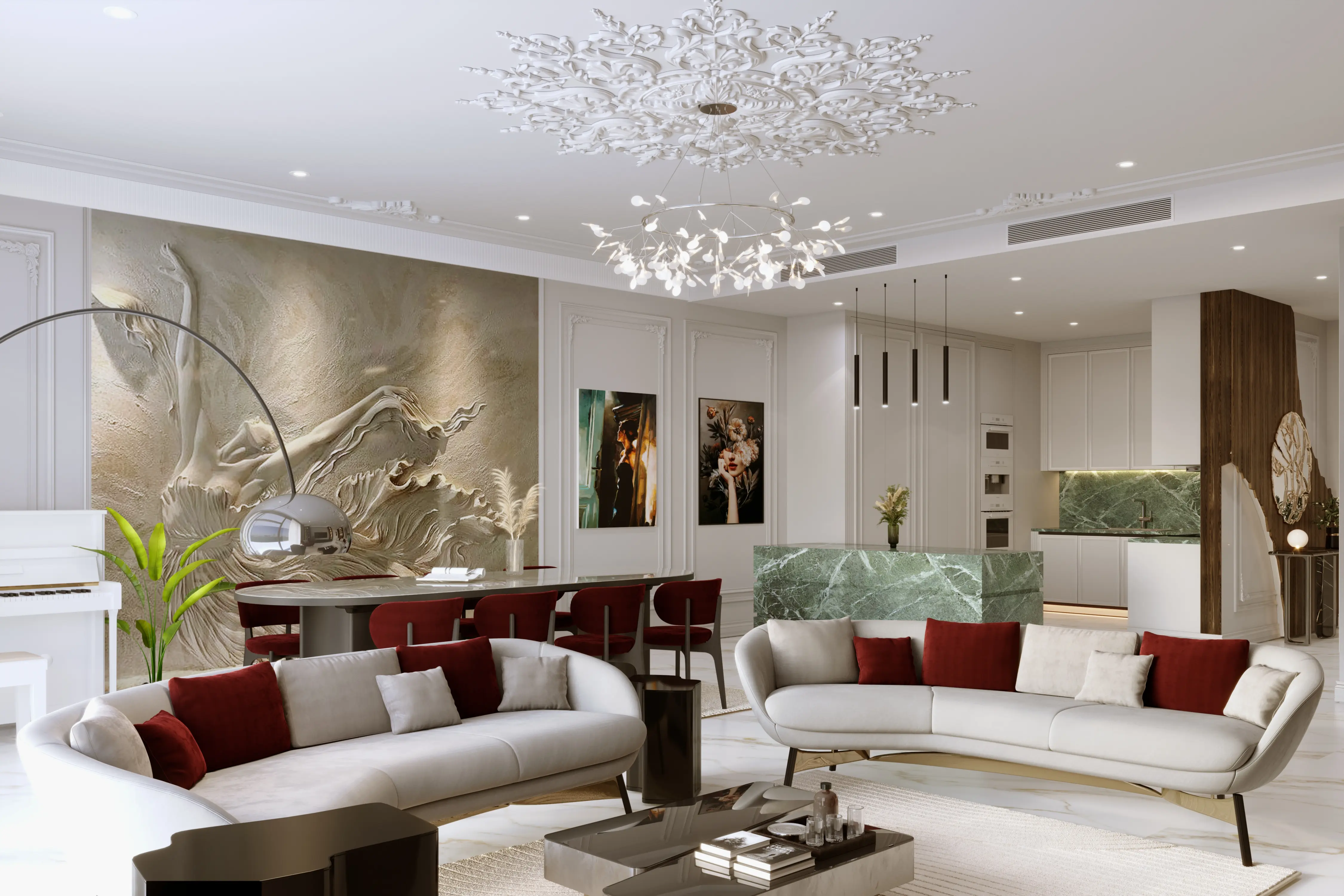 Luxurious Living Room Designed by Top Interior Design Dubai Company Dubai Interior Design - Luxurious Living Room Design